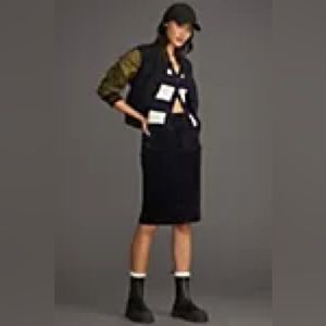 Anthropologie The Colette Corduroy Skirt by Maeve.  XS.  Navy.  NWT